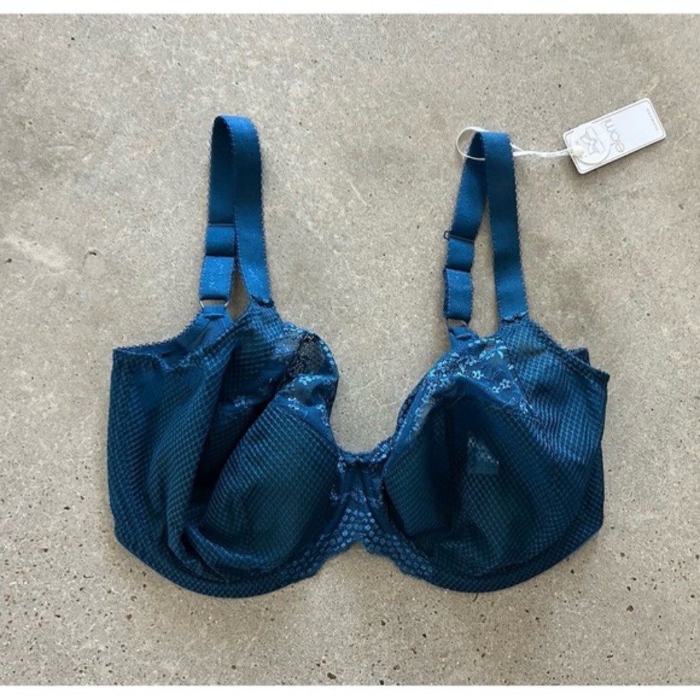 Elomi Charley‎ Underwire Bra 38L Teal Sheer Lace Supportive Lingerie
